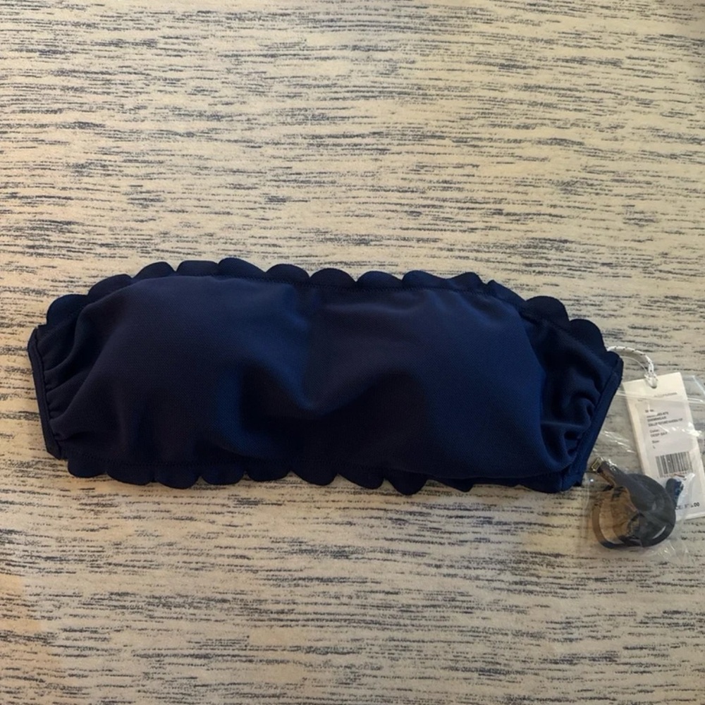 NWT L Vineyard Vines Scallop Textured Bandeau Bikini Top